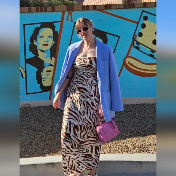 NWT Zara Oversize Straight Cut Blue Blazer Pockets Medium - Picture 8 of 16